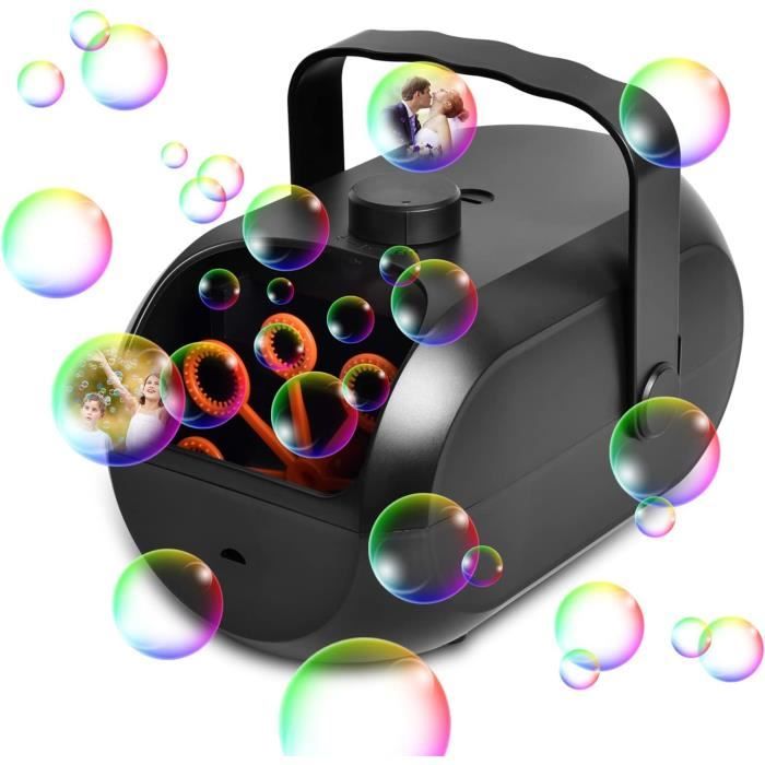 Tinleon Machine à bulles portative avec lumière LED automatique - Machine à bulles à haut Tinleon Machine à bulles portative avec lumière LED automatique - Machine à bulles à haut