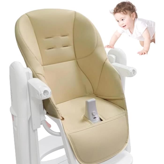 Housse de chaise haute - Universelle - Beige - Cuir PU - Déhoussable - Lavable en machine