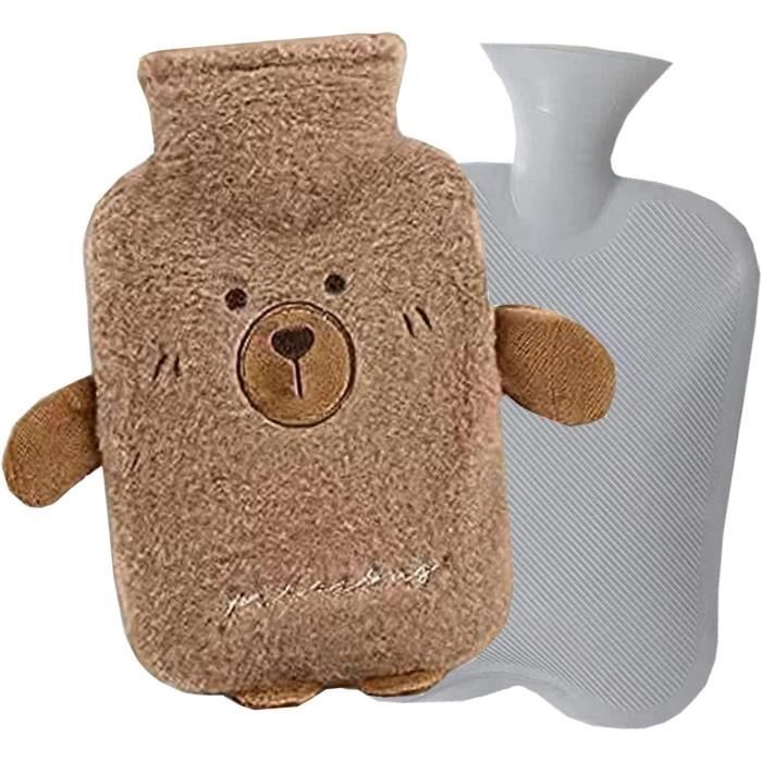 Bouillotte, Sac à Eau Chaude En Silicone De Dessin Animé En Peluche De 550 Ml, Bouillotte étanche Avec Couvercle Pour Les Crampes Menstruelles, Soulagement De La Douleur Au Cou Et(21cm-rose