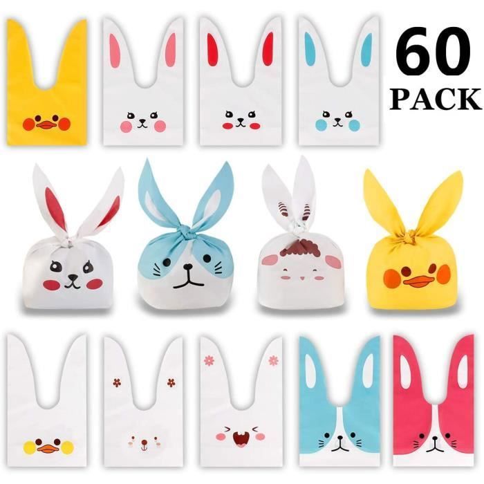 Sachet Bonbons,60pcs Motif Sac Pochette Sachet Bonbons Anniversaire,Mignons  Oreilles de Lapin Sacs Forme Alimentaire Biscuits Bonbon - Cdiscount Au  quotidien