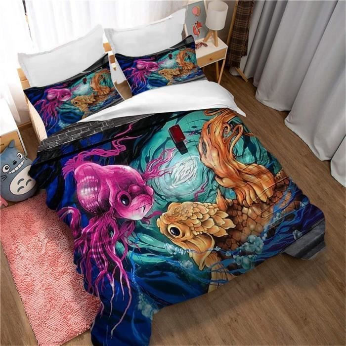 Housse De Couette 220x240cm,Ensemble Parure De Lit Taie D'oreiller