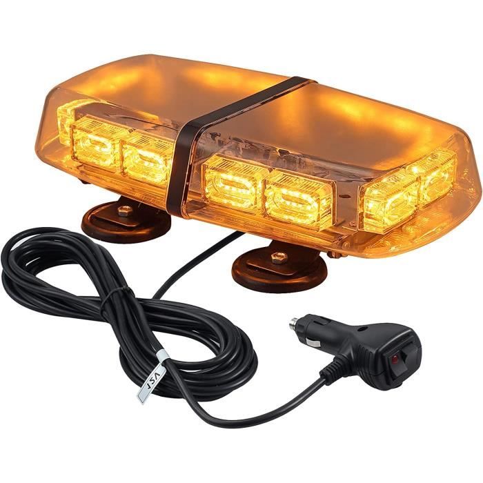 Martin LED Gyrophare Sesto – 11 Motif Flash – TransparentJaune – Base Magnétique – 12 V 24 V Lampe Kenn Professionnelle, Lampe D'avertissement Flash