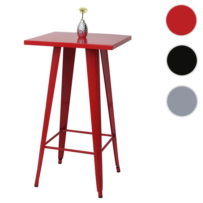 Table haute HWC-A73 métal design industriel 105x60x60cm ~ rouge Table haute HWC-A73 métal design industriel 105x60x60cm ~ rouge