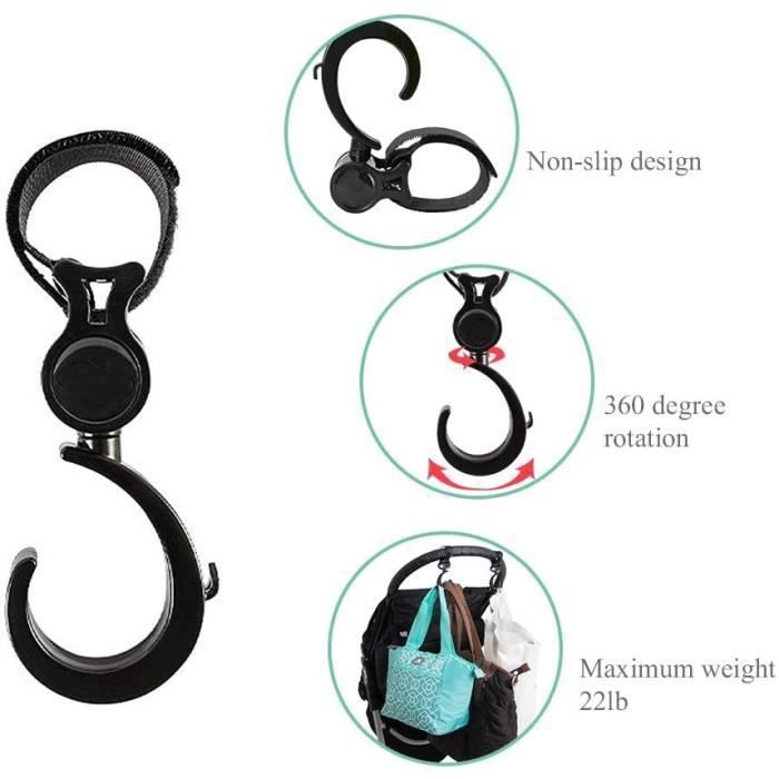 Crochets Poussette 2PCS Accroche Poussette Sacs Crochet pour Poussettes Yoyo Accessoire Clip Poussette Universel Cdiscount Puericulture Eveil bebe