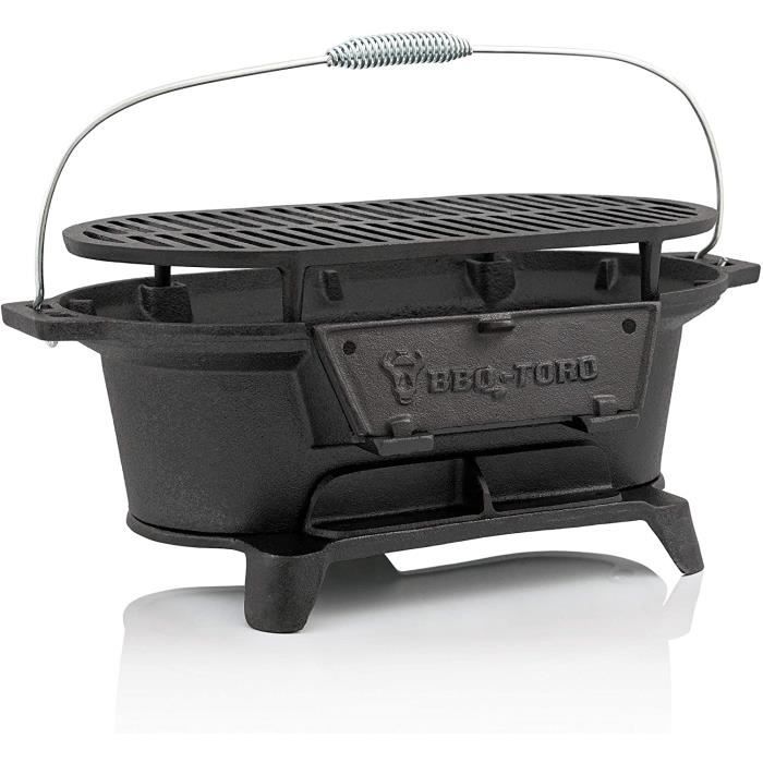 Barbecues BBQ-Toro - Barbecue en fonte avec grille de cuisson - 50 x 25 x 23 cm - Grill de camping au charbon de bois st 3521