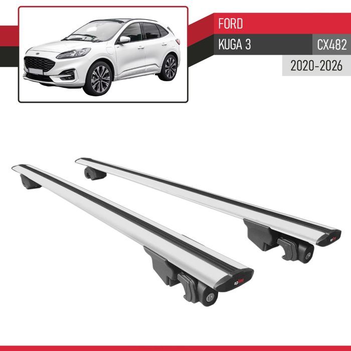 Barre Portatutto Alluminio ACE-1 Compatibili Con Ford Explorer 2020-2024 - Set Da 2 Barre Grigie Con Kit Di Blocco, Capacità 75 Kg - 2