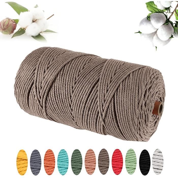 KINGLAKE 2mm 100M Corde Macramé Noir,Corde En Coton, Ficelle De Coton,Fil Macramé,Macrame Corde Naturel Pour Pâtisserie,Cuisine, Bricolage,Emballage Cadeau De Noël Et Décoration