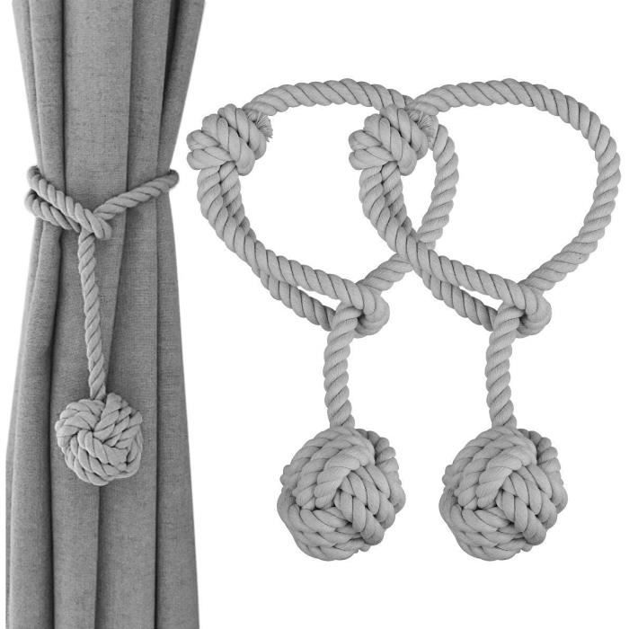 Keetech pinces à rideaux corde de rideau tricotée à la main suspendue attacher des pinces à rideaux fil de tissu de coton attaché pour chambre salon et bureau 