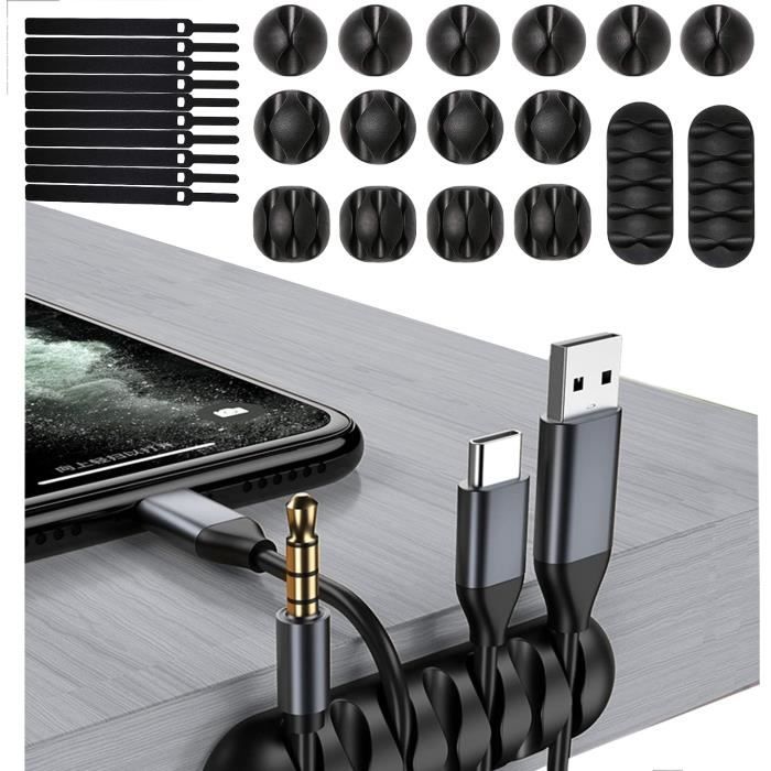 Lot De 30 Clips Adhésifs Pour Câbles - Organisateur De Fils TV, PC, Chargeurs, Maison, Bureau, Voiture