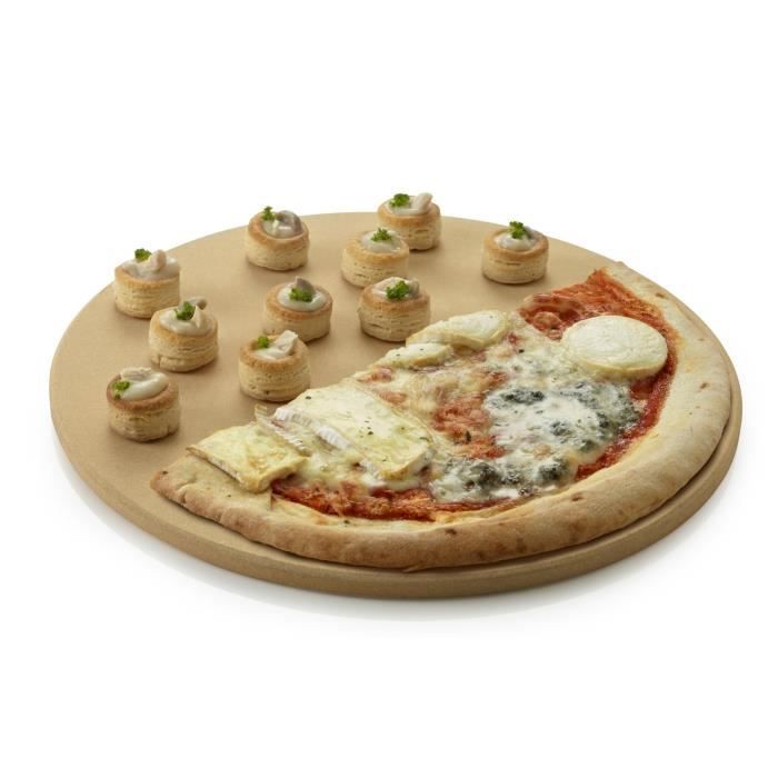 Plaque pizza - BARBECOOK - Ø 36 cm - Argile réfractaire - Naturel