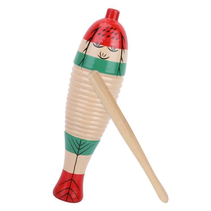 Dioche Fish Guiro Guiro en Bois, 2 Ensembles de Grattoir en Bois en