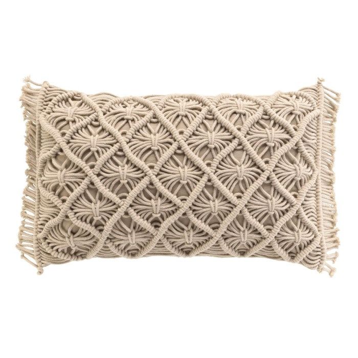 Coussin macramé déhoussable 30 x 50 cm Marron - Indy coton 100% avec franges Coussin macramé déhoussable 30 x 50 cm Marron - Indy coton 100% avec franges