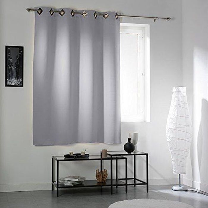 Douceur d'Intérieur, Rideau à Oeillets (140 x 260 cm) Jupiter Gris, Isolant