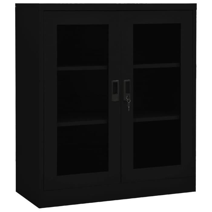 drfeify armoire de bureau noir 90x40x105 cm acier 10676