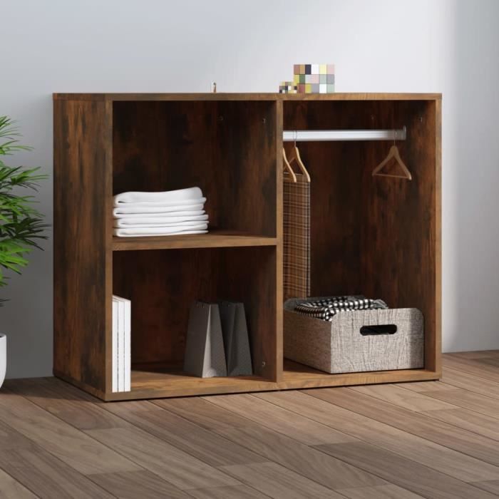 Armoire de dressing - FAFEICY - FA001 - Chêne fumé - 80x40x65 cm - Bois dingénierie