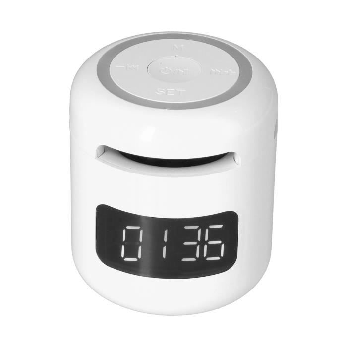 Radio-réveil Bluetooth JM01 - Haut-parleur, Double Alarme, FM, écran LED, Batterie 1400 MAh, Blanc