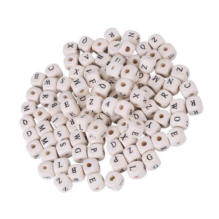 100 Perles Cube Alphabet Bleu 6mm – Lot Aléatoire Lettres, Neuf, Marque Savmer
