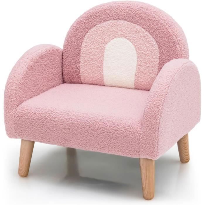 Canapé Enfant Teddy Arc-en-Ciel - Fauteuil Rembourré 3-5 Ans Avec Pieds Bois