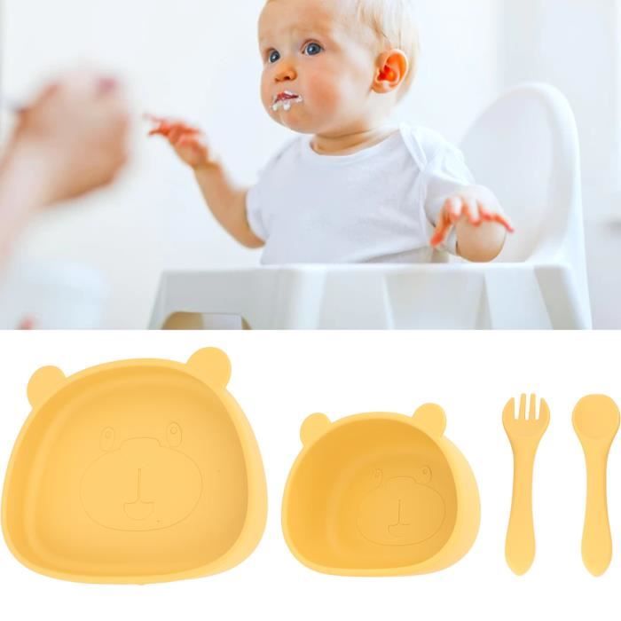 KEENSO Assiette bébé silicone avec ventouse, set couverts enfant