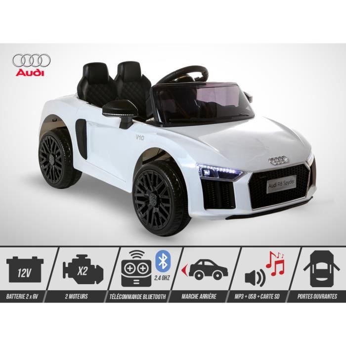 Voiture électrique enfant KINGTOYS - Audi R8 SPYDER 40W - Blanc - Cdiscount  Jeux - Jouets