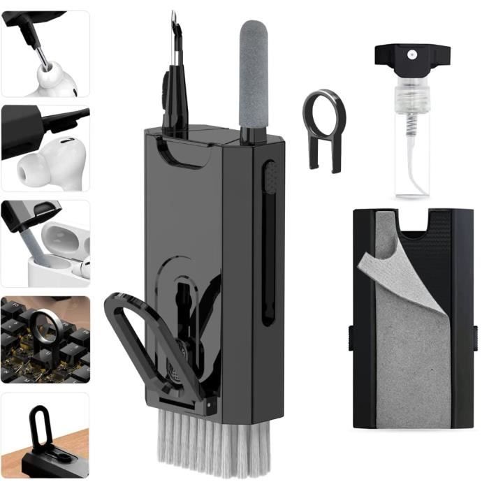 FANVA Kit De Grattoirs, Brosses Et Cuillères Noirs Avec Outil De Nettoyage 3 En 1 Pour Moulin à épices Comprenant 4 Grattoirs, 6 Pièces De 3 Types De