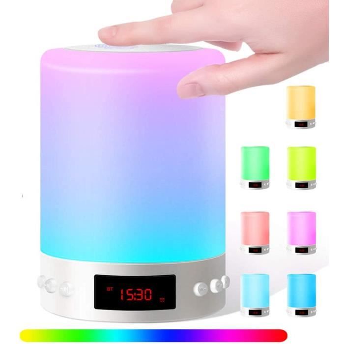 Leytn® Enceinte Bluetooth Lumineuse Haut-Parleur Bluetooth Portable sans Fil avec Lampe colorée Commande Tactile et Réveil