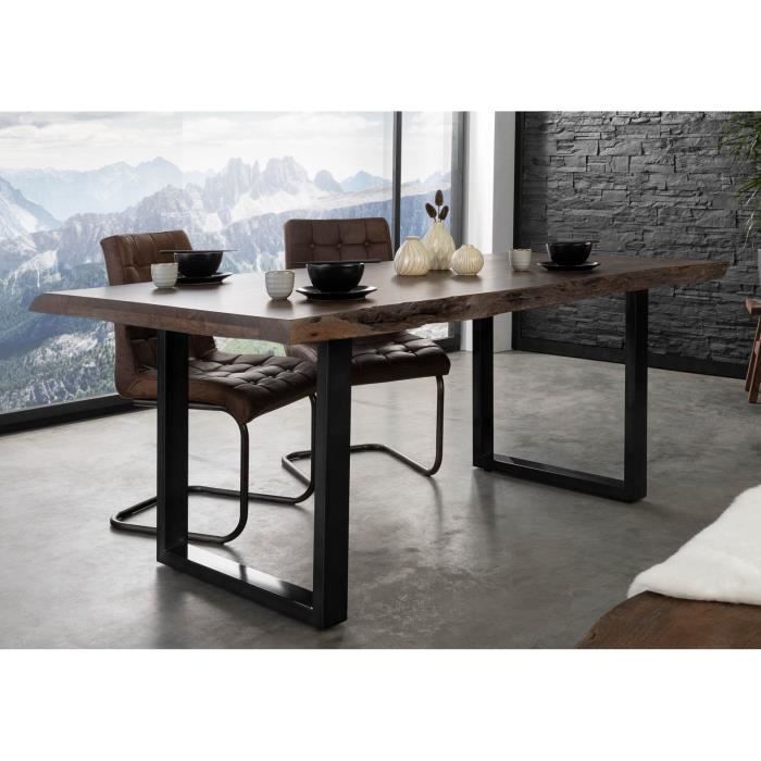 Table à manger - Bois massif dacacia - 180x90 cm - Taupe-Anthracite laqué - Pieds en U - FREEFORM 5