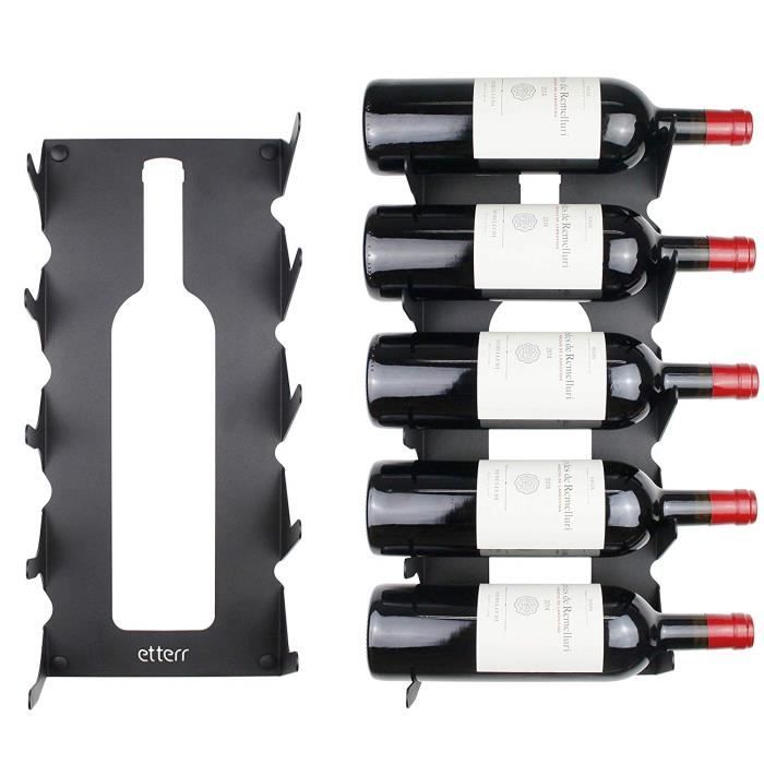 Porte-bouteilles métal noir 4 bouteilles – support vin décoratif - Arts de la table
