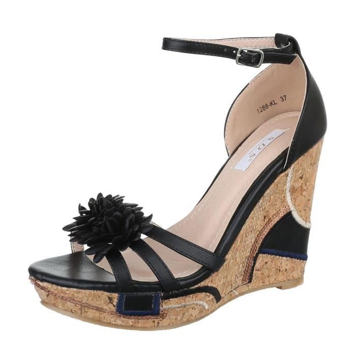 Sandale Femme Theresia M. Taille 40 Or - Semelle Compensée, Cuir, Occasion Très Bon état