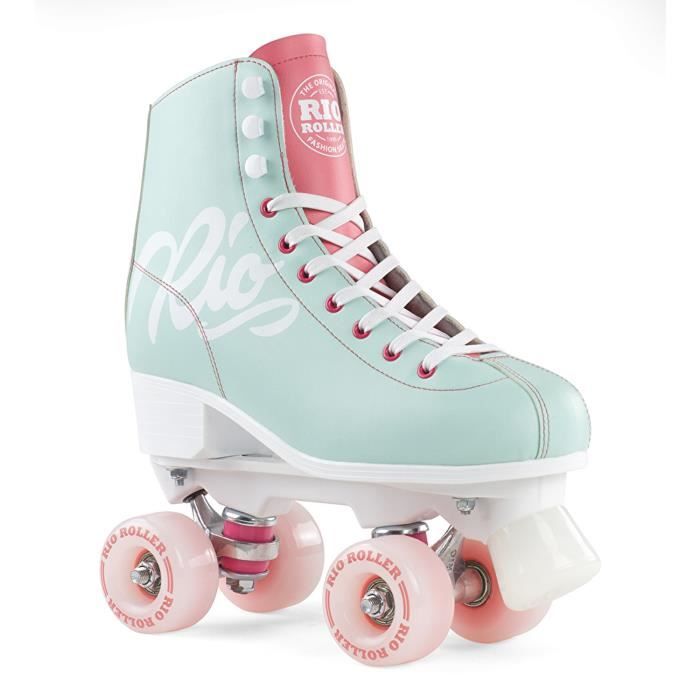 Rollers quad/patins à roulettes Rio Roller Script - Vert pastel/rose pâle - Adulte - Loisir/Régulier