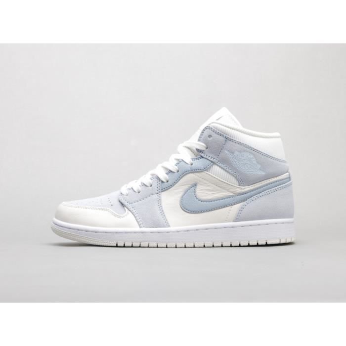 Basket Air Jordan 1 Mid Dior Femme Blanc Cuir Lacets ICE Blue Petite Dior Blanc Cdiscount Chaussures
