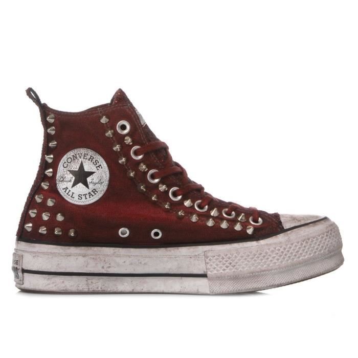 converse cuir bordeaux homme