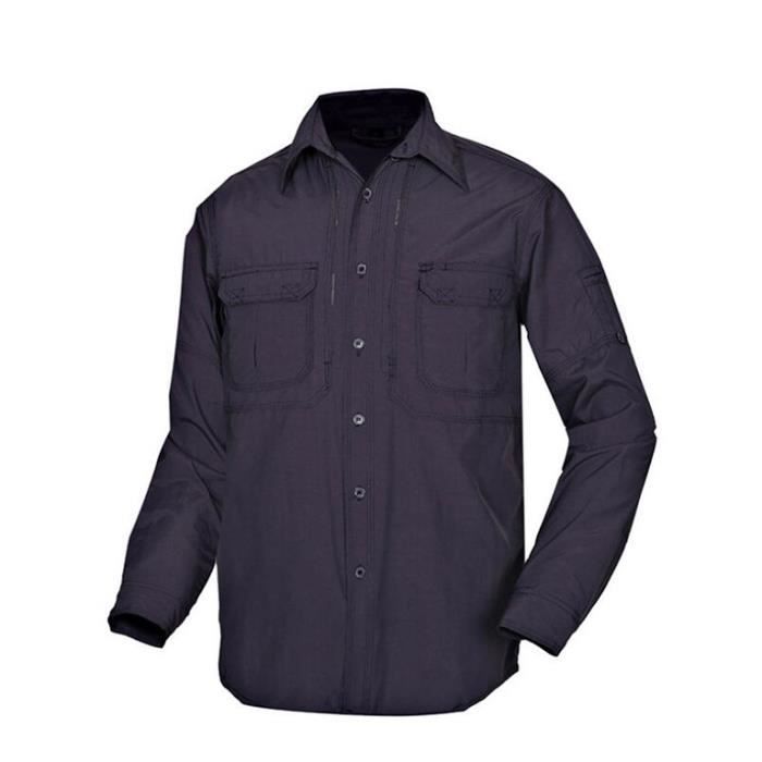 Chemise Homme Séchage Rapide Respirante – Coupe Droite, Manches Longues, Pour Travail Chasse Pêche