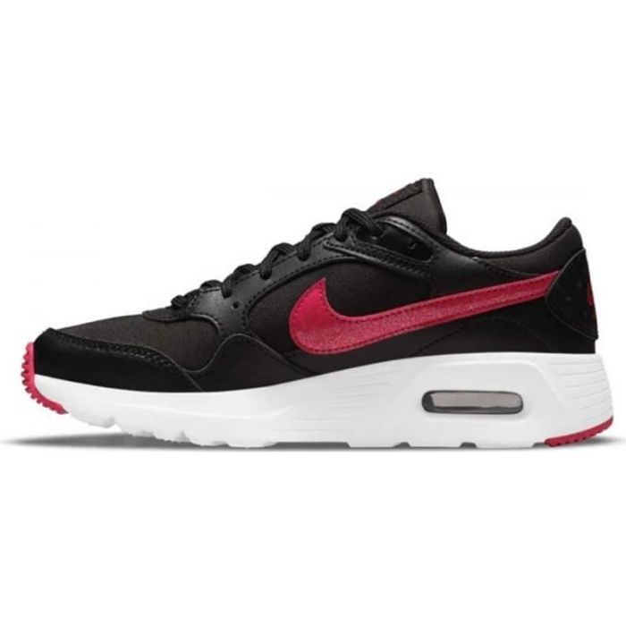 Nike Basket Junior Nike AIR MAX SC GS - Noir Blanc Rouge - Cuir Mesh Mousse Caoutchouc