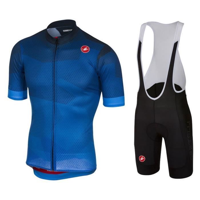 Sky Maillot de Cyclisme Homme Manche Courte Été Cuissard à Vélo Homme