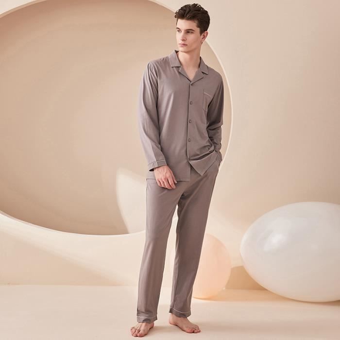Vêtement Maison Doux Polyester Uniexcosm Pyjama Homme Hiver Coton Ensemble De Pyjama à Carreaux Vêtements De Nuit à Manches Longues Ensemble Pyjama Homme à Carreaux Gris Foncé S Pyjama Homme Athena