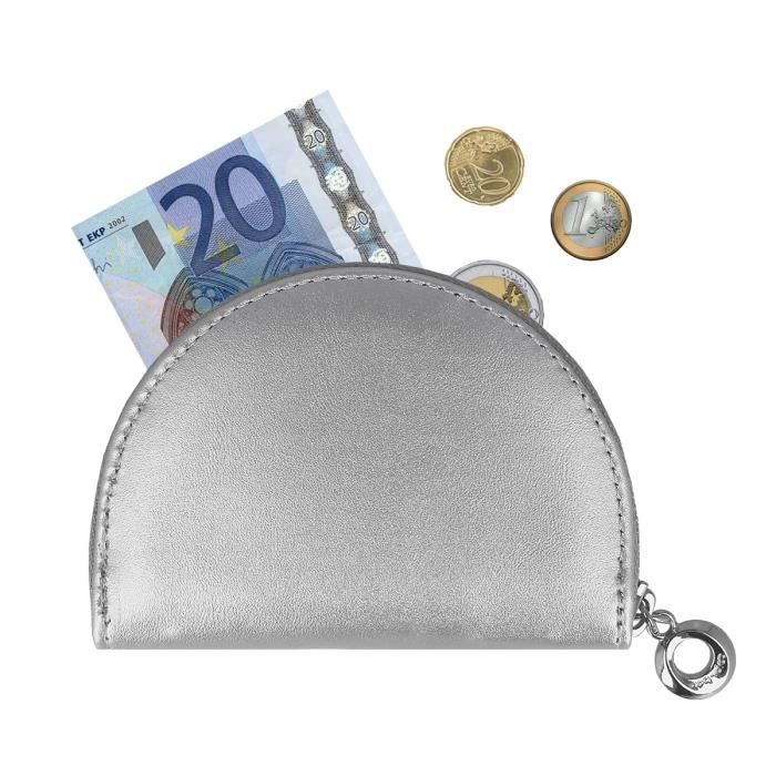 Porte-monnaie - COLOR POP - 1/2 Lune - Argent - PU - Femme Argent 
