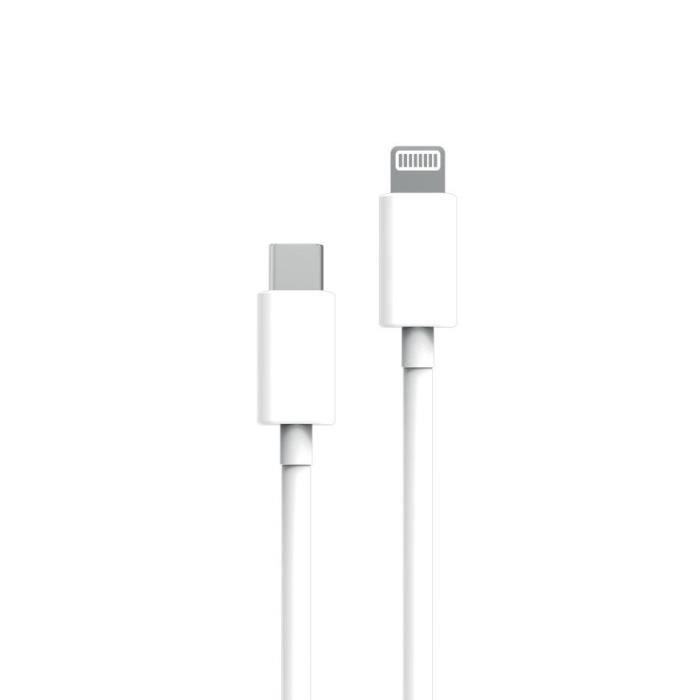 Câble USB-C Lightning 3m Blanc - MYWAY - Connecteur plaqué - Filaire