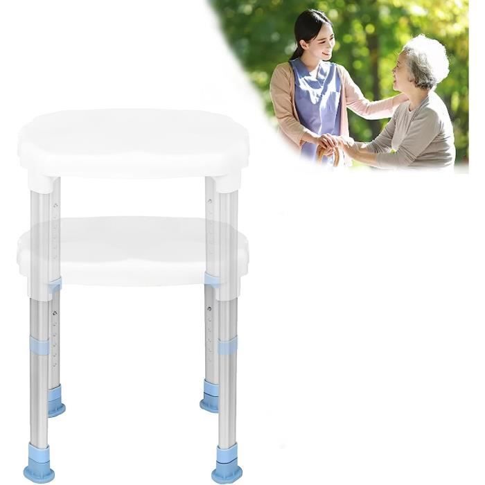 Tabouret De Douche Réglable En Hauteur 33-51 Cm - Antidérapant - Siège De Douche Stable Et Confortable