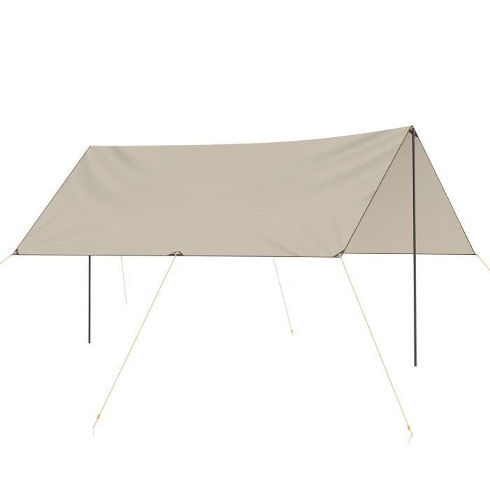 Outsunny Bâche anti-pluie bâche de tente camping bâche 4 x 3 m protection  solaire avec 2 mâts et sac de transport multifonction kaki - Cdiscount Sport