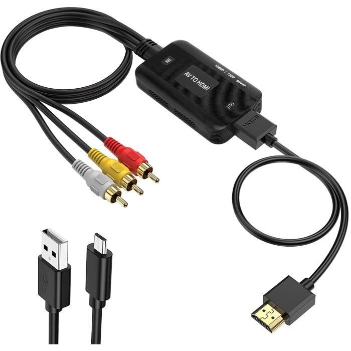 Adaptateur AV vers HDMI, HDMI vers RCA Audio vidéo Convertisseur avec câble  HDMI et câble USB Support 1080P PAL / NTSC - Cdiscount TV Son Photo