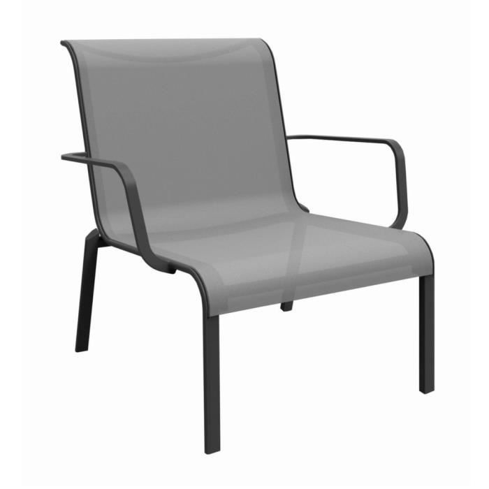 lot de 2 fauteuils de jardin lounge cauro graphite/perle empilables - alu/toile tpep