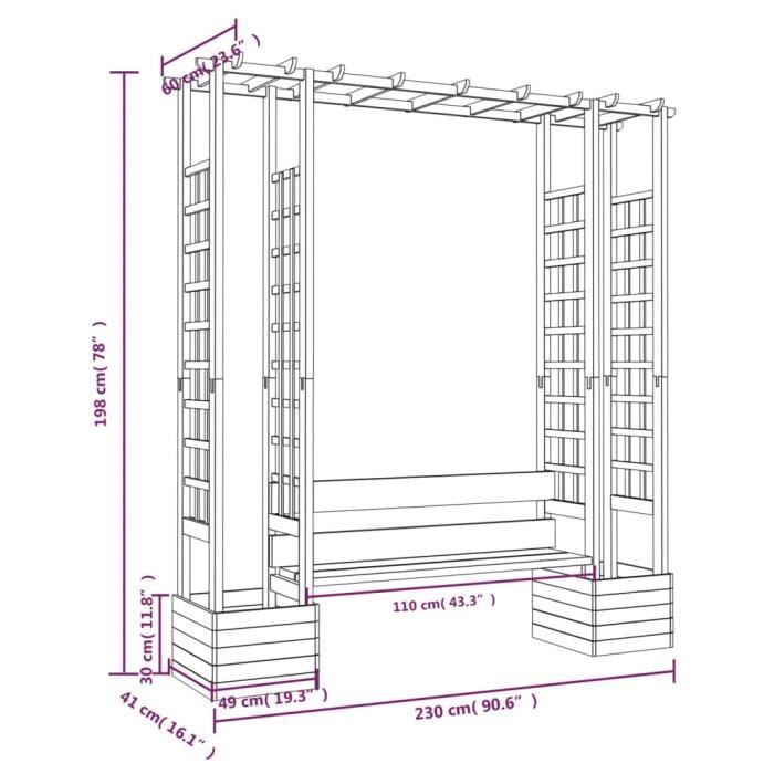 Pergola De Jardin Arquée Luna Cerland En Bois - 160 X 70 X 222 Cm - Style Classique