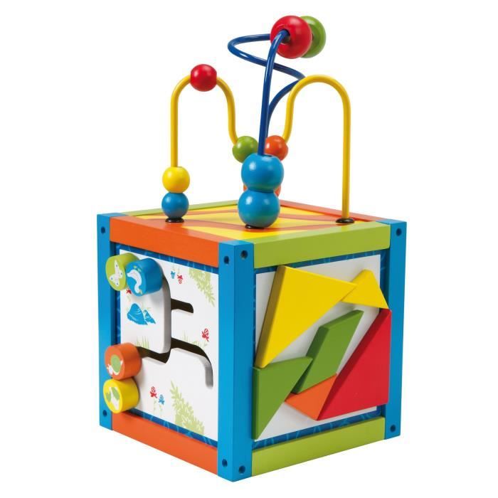 ROBA Cube dActivités Labyrinthe en Bois - 16 x 16 x 29 cm ROBA Cube dActivités Labyrinthe en Bois - 16 x 16 x 29 cm