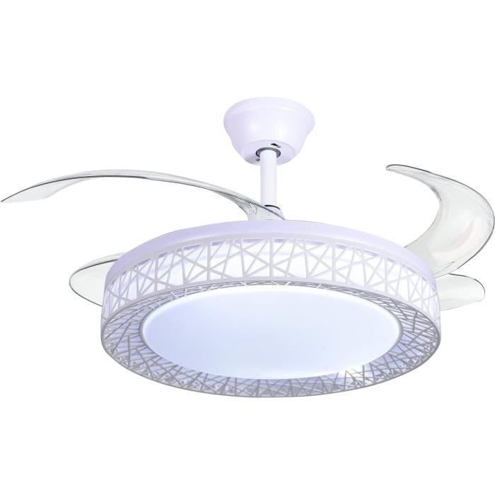 Ventilateur De Plafond Avec Lumière, Moteur Dc 25W Led 45W, Rgb(3000K