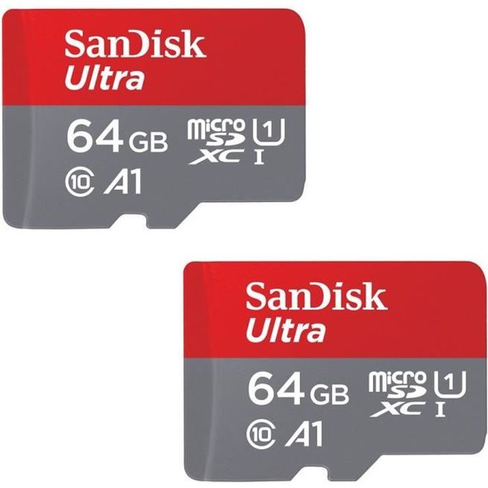 2PCS Carte Mémoire micro SDXC SanDisk Ultra Adaptateur SD Vitesse de Lecture Allant jusqu'à 100Mo/ Classe 10 U1 A1 - vue 2
