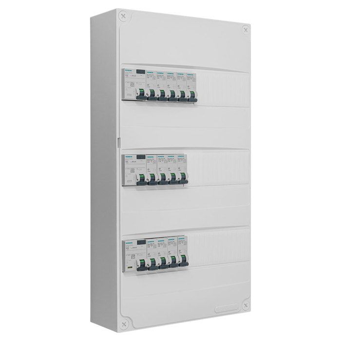 Tableau électrique SIEMENS 3 rangées pré équipé 2 interdiff 1 interdiff 13 disjoncteurs