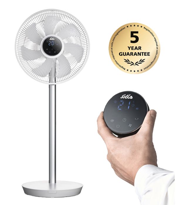 Ventilateur Sur Pied Silencieux - Avec Télécommande - 8 Réglages de Vitesse - Argent - Silent Eco 7584 Solis