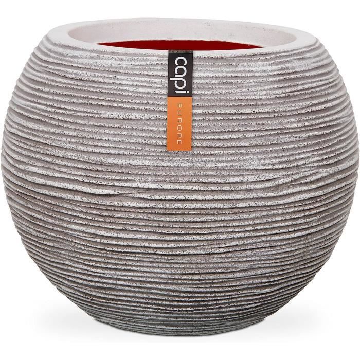 Pot De Fleurs Boule Rib Nl - Gris Foncu00e9 - 35X34 - Pot De Fleurs Pour L'Intu00e9rieur Et L'Extu00e9rieur