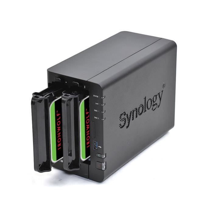 Serveur NAS Synology DS224+ 4To (= avec 2x disques durs ST 2To IRONWOLF)  2GB DDR4 - Cdiscount Informatique